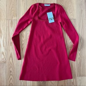 Zara red knit mini dress